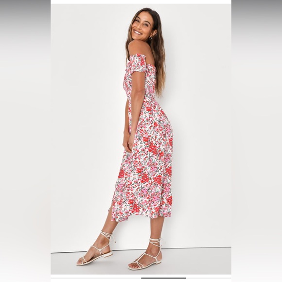 View from the Meadow Cream Floral Print Off-the-Shoulder Dress - Picture 3 of 11